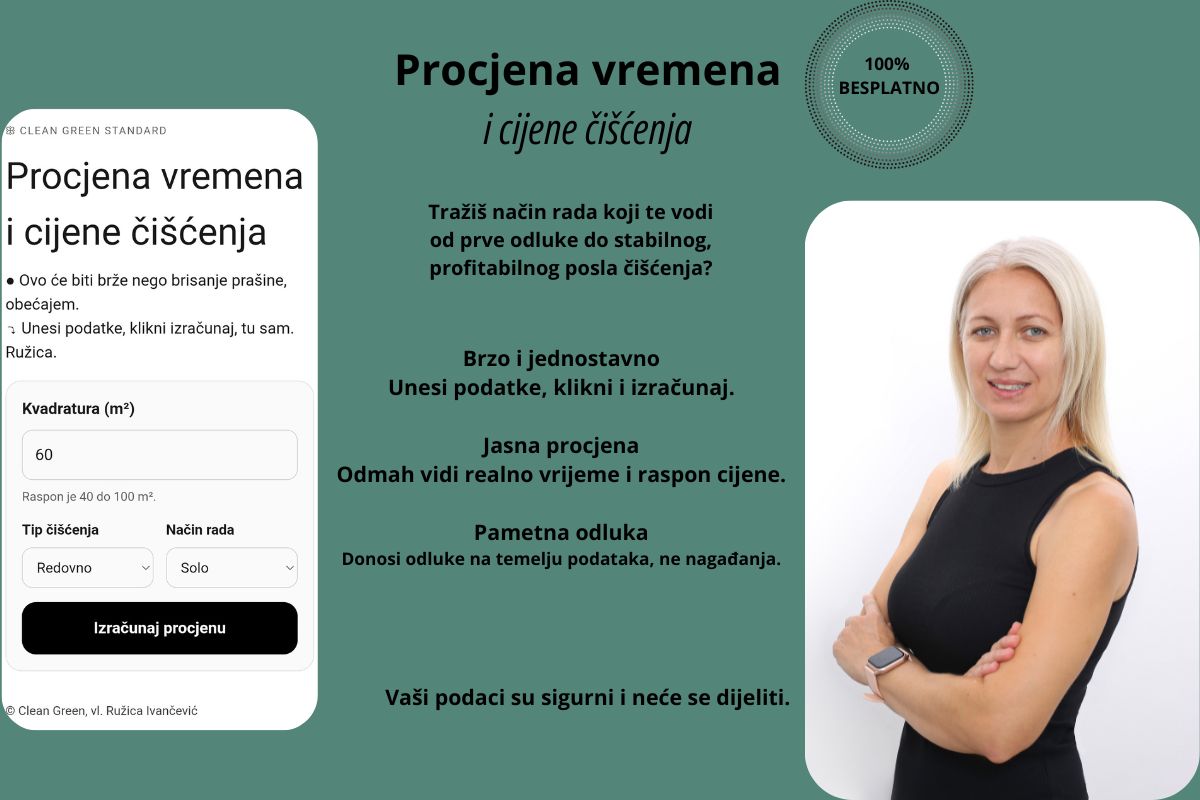 besplatna procjena cijene čišćenja i vremena rada